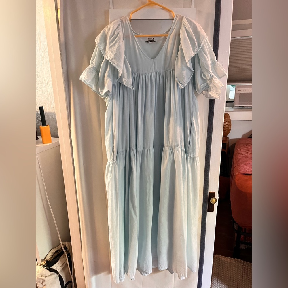 Little Tienda Mirabel dress in light sky blue cotton